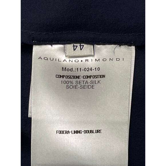 Aquilano Rimondi Navy Silk Ruffle Sheer Blouse IT 44 US 8 Handmade Detail - Picture 4 of 9